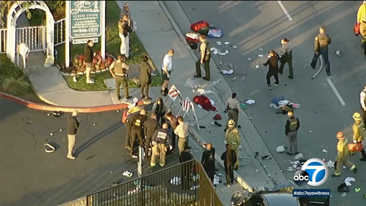 Car crashes into Los Angeles sheriff's department recruits on