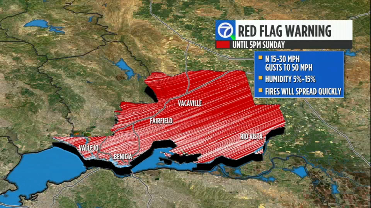 Red Flag Warning in effect for Solano County in Bay Area, parts of  Sacramento Valley - ABC7 San Francisco