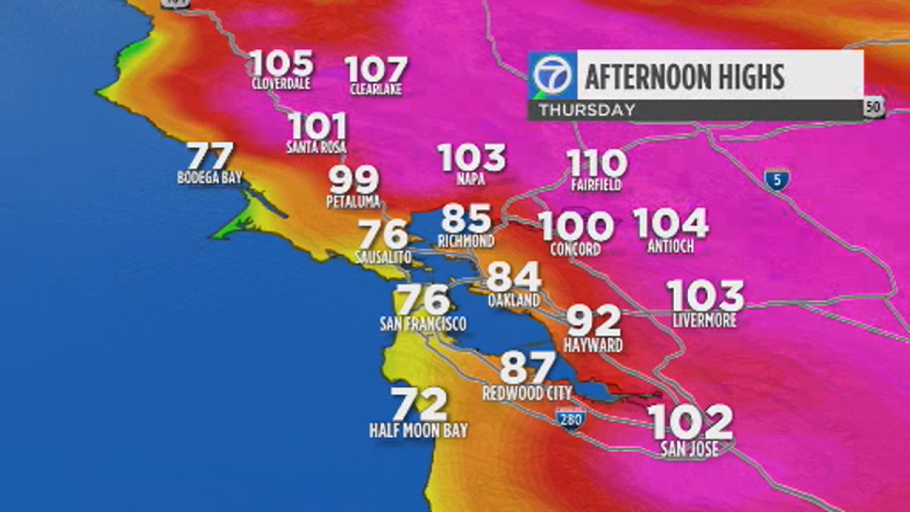 Triple-digit heat to bake Bay Area on Wednesday and Thursday