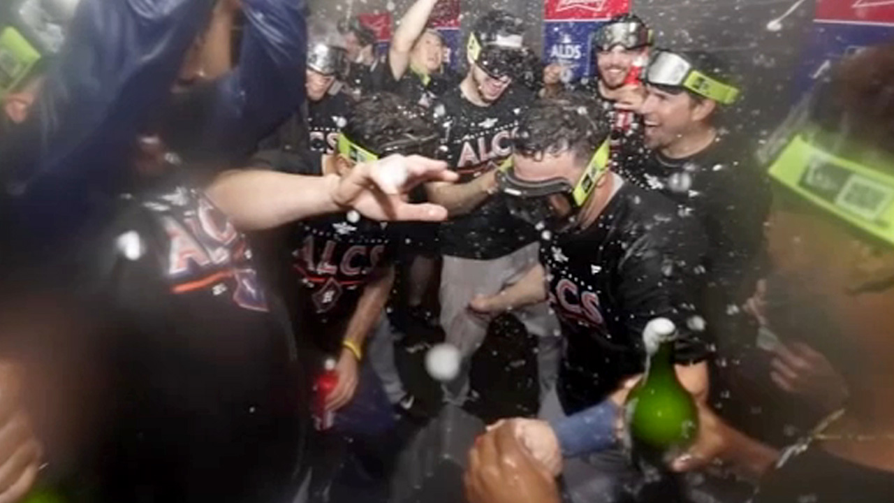 Photos of Astros' ALCS clubhous champagne celebration in New York