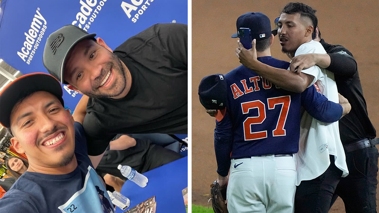 Astros' Jose Altuve shares moment with selfie-seeking field