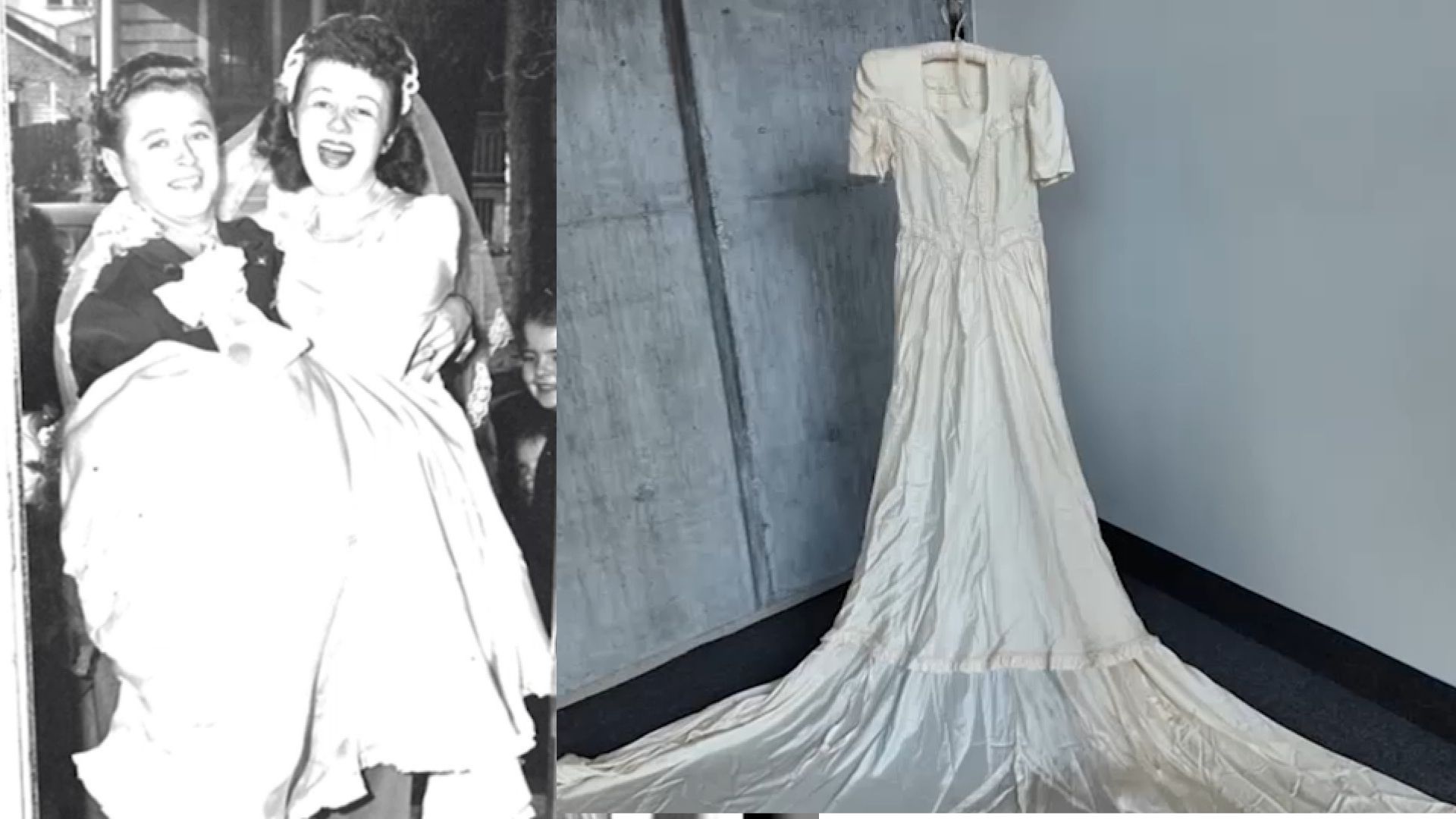 Wedding dress made from WWII parachute on display at Cradle of Aviation Museum in Garden City, LI - ABC7 New York Wedding dress made from WWII parachute on display at Cradle of Aviation Museum in Garden City, LI - ABC7 New York