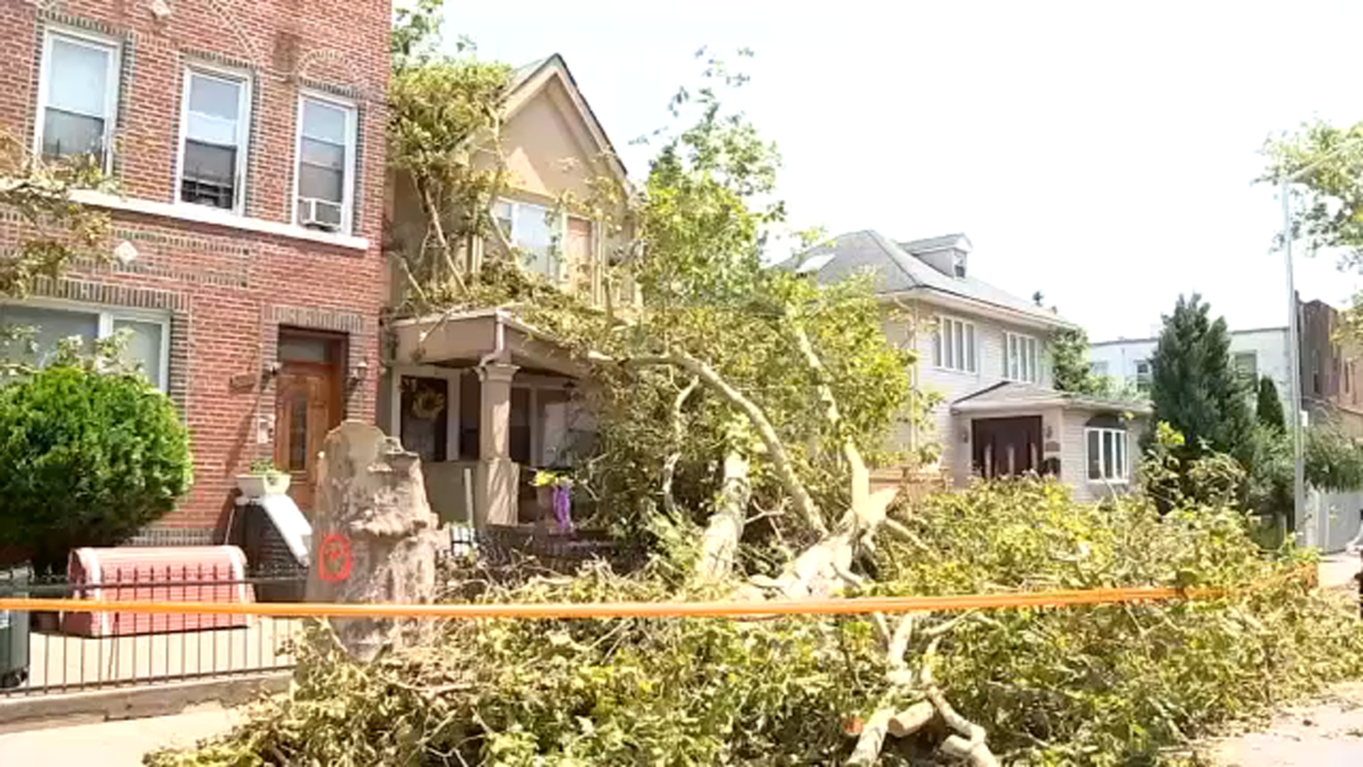 Among the damaged houses in yesterday's storm were these two on